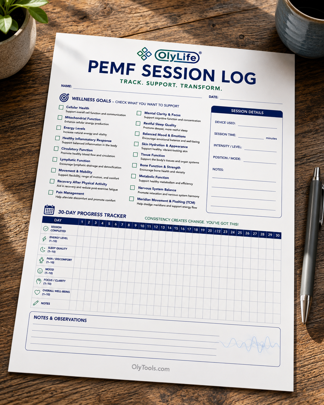 Free Download: PEMF Session Log